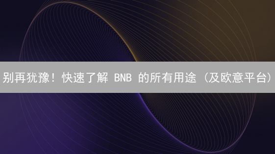 别再犹豫！快速了解 BNB 的所有用途 (及欧意平台)